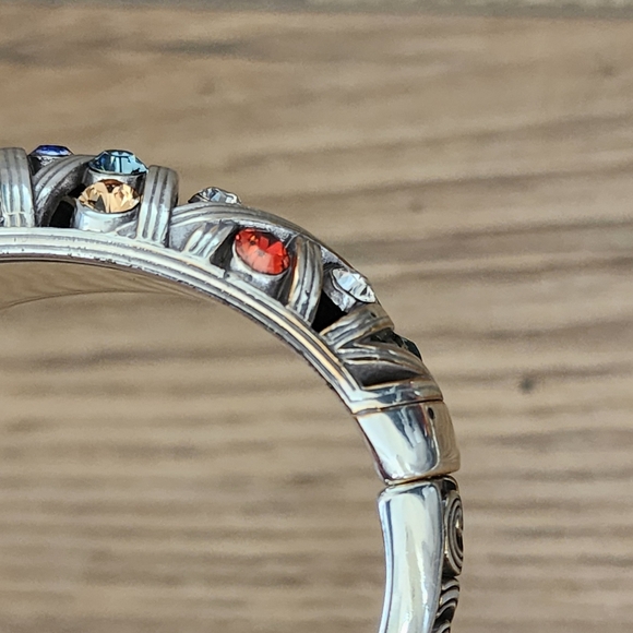 Brighton Multicolor Swarovski Crystals Weave Hinged Bangle Bracelet Retired - Picture 11 of 12